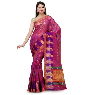 Purple Zari Woven Chanderi Saree