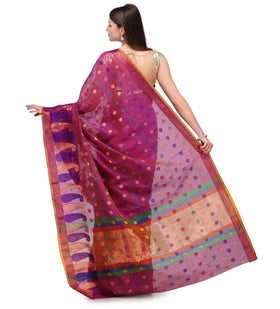 Purple Zari Woven Chanderi Saree