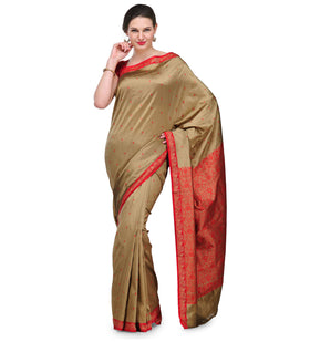 Fawn Resham Woven Art Silk Saree