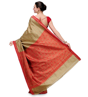 Fawn Resham Woven Art Silk Saree