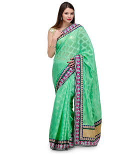 Green Brasso Saree with Art Silk Border