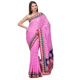 Pink Brasso Saree with Zari Border