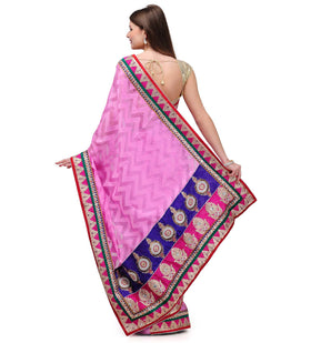 Pink Brasso Saree with Zari Border