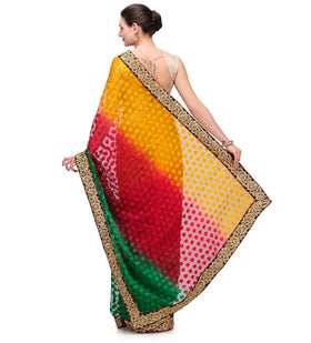 Multi Color Shaded Brasso Saree