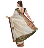 Beige Art Silk Saree with Brocade Work