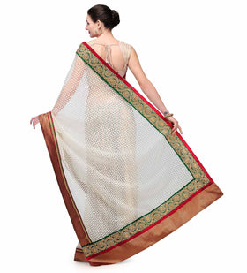 Cream Brasso Saree with Kundan Work