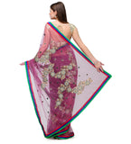 Wine Net Saree with Zari Work