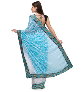 Sky Blue Shaded Brasso Saree