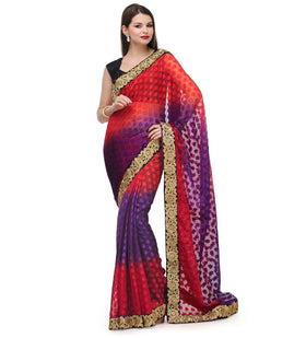 Multi Color Shaded Brasso Saree