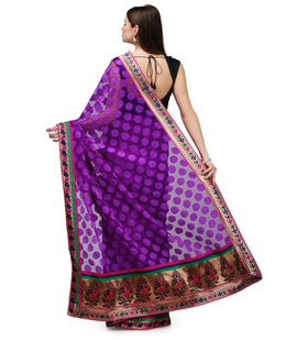 Purple Brasso Saree with Brocade Meena Border