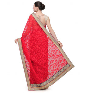 Red Brasso Saree with Swarovski Work