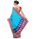 Turquoise Brasso Saree with Zari Border