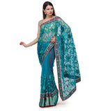 Sea Blue Net Saree with Resham Stone Work