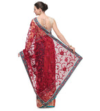 Maroon Net Saree with Resham Stone Work