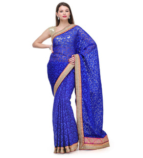 Royal Blue Brasso Saree with Swarovski Work