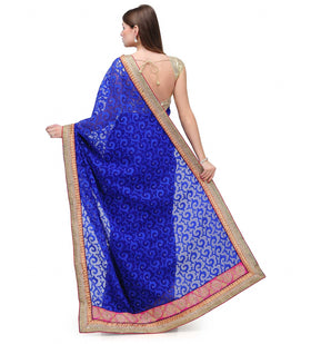 Royal Blue Brasso Saree with Swarovski Work