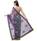 Purple & Green Net Saree with Hand Work