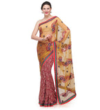 Mustard & Maroon Net Saree