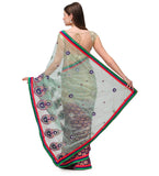 Sea Green & Purple Net Saree