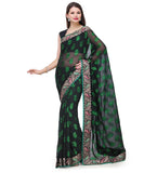 Black Faux Chiffon Jacquard Saree