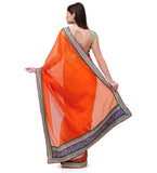 Orange Brasso Saree with Kundan Work