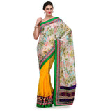 Cream Super Net & Faux Georgette Saree