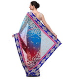 Turquoise & Rust Shaded Net Saree