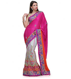 Magenta Viscose & Net Lehenga Style Saree