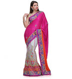 Magenta Viscose & Net Lehenga Style Saree