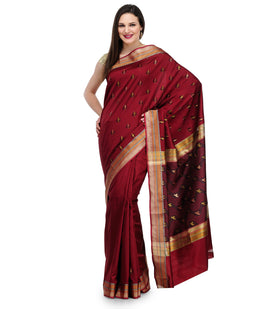 Maroon Resham Woven Art Silk Saree