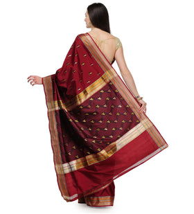 Maroon Resham Woven Art Silk Saree