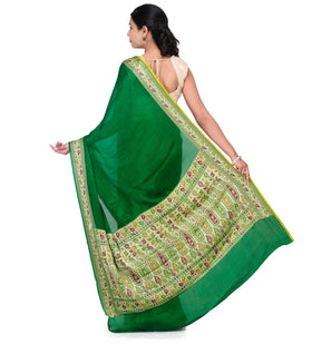 Green Resham Woven Pure Crepe Saree