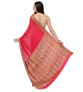 Peach Resham Woven Pure Crepe Saree