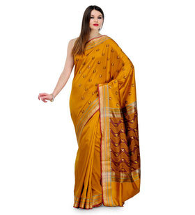 Mustard Resham Woven Art Silk Saree