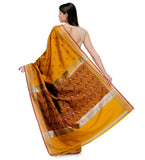 Mustard Resham Woven Art Silk Saree