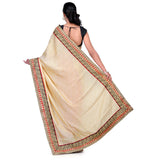 Beige Art Silk & Semi Crepe Saree