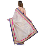 Beige Art Silk Saree with Pearl Work