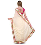 Cream Faux Georgette Saree