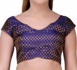 Navy Blue Brocade Blouse
