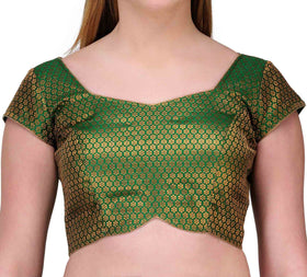 Green Brocade Readymade Blouse