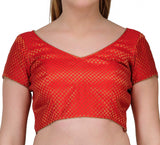 Red Brocade Readymade Blouse