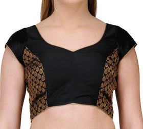 Black Dupion Silk & Brocade Blouse