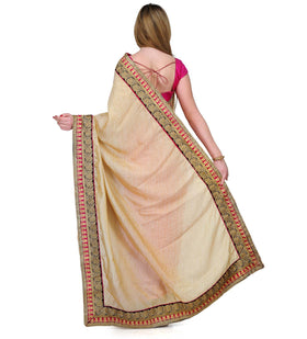 Magenta & Beige Art Silk Saree