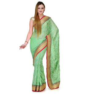 Green Faux Chiffon Saree