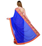 Royal Blue Faux Georgette & Net Saree