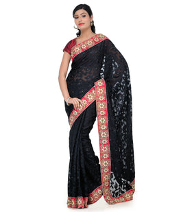 Black Net Brasso Saree