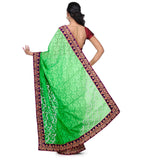 Green Shaded Net Brasso Saree