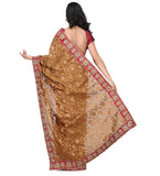 Brown Net Brasso Saree