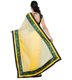 Beige & Yellow Shaded Faux Georgette Saree