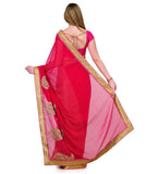 Magenta & Beige Faux Chiffon Saree